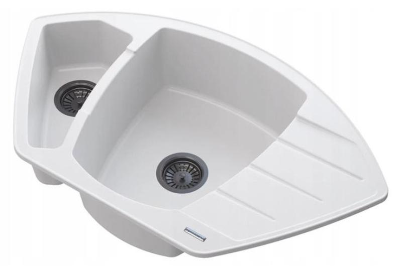 Graniteland Monte Granitni beli kotni pomivalnik za montažo 901x538mm z RVS zamaškom 1208971415