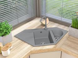 Graniteland Amiata Granitni sivi kotni umivalnik za nadgradnjo 965x496mm z RVS čepom 1208971419