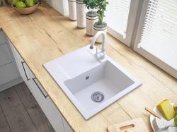 Graniteland Nex Granitni beli umivalnik s posodo za odcejanje 574x464 mm 1208971430