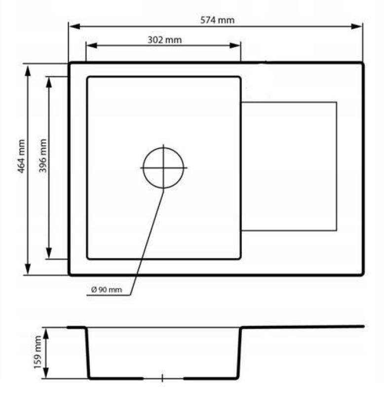 Graniteland Nex Granitno sivo pomivalno korito z odcejevalnikom 574x464 mm 1208971431
