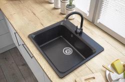 Graniteland Vastone Granitno Pomivalno Korito 619x522 mm Temno sivi kamen videz Vgradnja z vodovodno luknjo in RVS zamaškom 1208971442