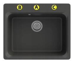 Graniteland Vastone Granitno Pomivalno Korito 619x522 mm Črna Vgradnja z Luknjo za Pipo in RVS Zamašek 1208971443