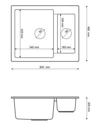 Graniteland Adda Granitni Beli 1.5 Pomivalno korito Nadgradnja 600x495mm 1208971455