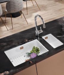 Ausmann Ceramic Ember Keramično belo polovično Korito za Montažo in Podgradnjo 174 x 400 mm s Bakrenim zamaškom 1208971502