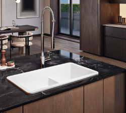 Ausmann Ceramic Ember Keramično Belo Pol in pol Umivalnik za Nadgradnjo in Podgradnjo 733 x 401 mm z Gun metal vtiči 1208971520