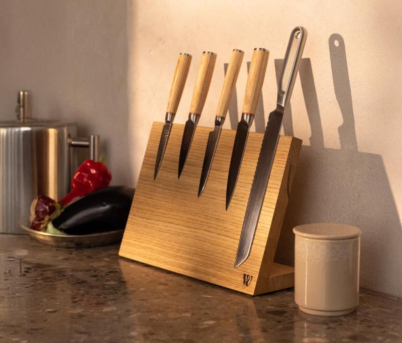 Woodsea Drži Moj Nož - Eikova Držala za Nože Miza 32x22 cm 1208971599