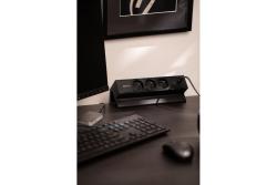 Vtičnica za pohištvo Basco, 3 x vtičnica z ozemljitvijo, USB A+C, 1,5 m kabel, črna z montažo