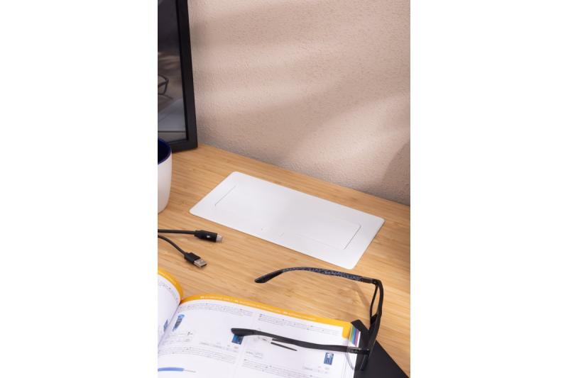 MULTISOFT Pohištvena vtičnica 2x vtičnica z ozemljitvijo, USB A+C, RJ45, napajalni kabel s priključkom, bela