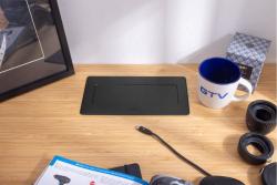 MULTISOFT Pohistvena vtičnica 2x vtičnica z ozemljitvijo, USB A+C, RJ45, napajalni kabel z vtičem, črna