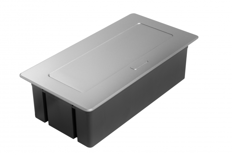 MULTISOFT Vtičnica za pohištvo 2x vtičnica z ozemljitvijo, USB A+C, RJ45, napajalni kabel s priključkom, aluminij