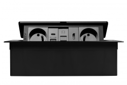 MULTISOFT pohištvena vtičnica 2x vtičnica z ozemljitvijo, USB A+C, RJ45, HDMI, napajalni kabel z vtikačem, črna