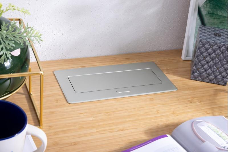 MULTISOFT pohištvena vtičnica 2x vtičnica z ozemljitvijo, USB A+C, RJ45, HDMI, napajalni kabel s priključkom, aluminij