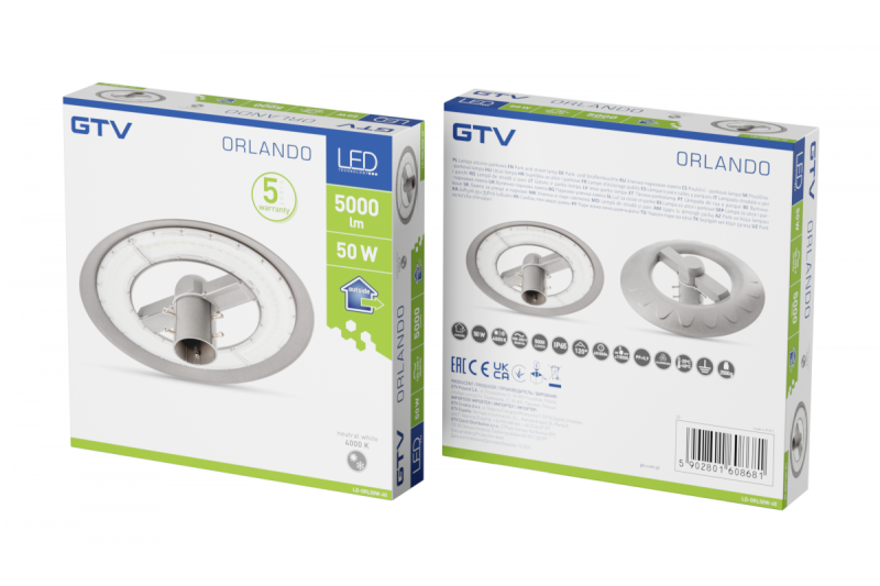 Vrtna svetilka ORLANDO s tehnologijo LED, 50 W, 5000 lm, 4000K, AC180-250V, IP65