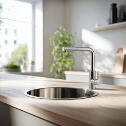 Pure.Sink Rondo RVS Okroglo pomivalno korito za ravno vgradnjo, podgradnjo in nadgradnjo 38 cm PRN38-02