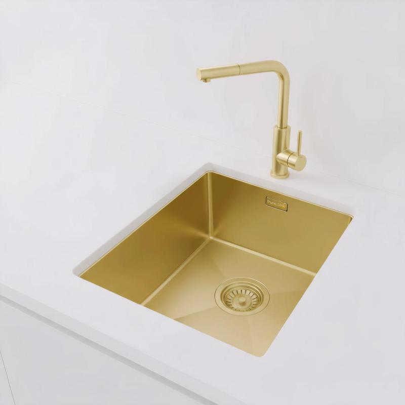 Pure.Sink Luxion Zlata pomivalna korita 36x40 cm za vgradnjo pod pult, vgradnjo v pult in nad pult PLX3640-60