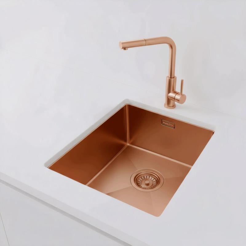 Pure.Sink Luxion Bakirni pomivalni korit 36x40 cm za vgradnjo pod pult, vgradnjo v pult in nad pult PLX3640-62