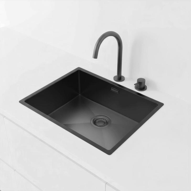 Pure.Sink Luxion PVD Črna pomivalna korita 50x40 cm za vgradnjo pod pult, vgradnjo v pult in nadgradnjo PLX5040-63