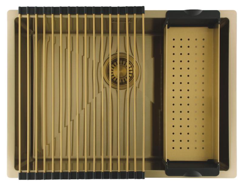 Pure.Sink Luxion Zlata pomivalna korita 55x40 cm za vgradnjo pod pult, vgradnjo v pult in nadgradnjo PLX5540-60