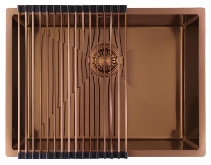 Pure.Sink Luxion Bakreni pomivalni korit 55x40 cm za vgradnjo pod pult, vgradnjo v pult in nadgradnjo PLX5540-62