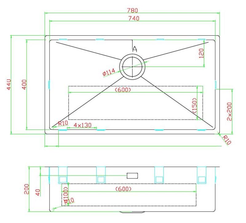 Pure.Sink Luxion Velika nerjaveča pomivalna korita 74x40 cm za vgradnjo pod pult, vgradnjo v pult in nadgradnjo PLX7440-02