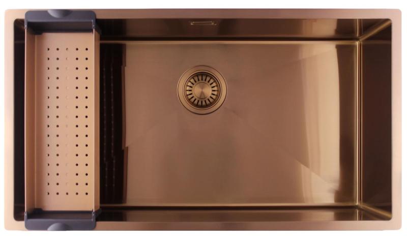 Pure.Sink Luxion Velika bakrena pomivalna korita 74x40 cm za vgradnjo pod pult, vgradnjo v pult in nadgradnjo PLX7440-62