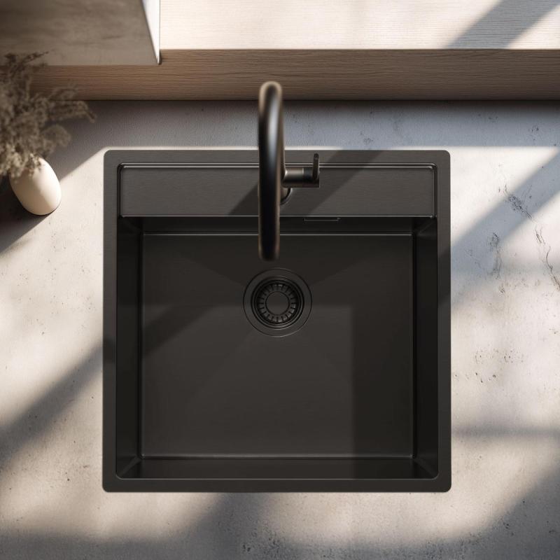 Pure.Sink Luxion PVD Črna pomivalna korita 51x50 cm Tapwing z odprtino za pipo PLX5150T-63
