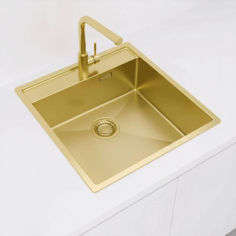 Pure.Sink Luxion Zlata pomivalna korita 51x50 cm Tapwing z odprtino za pipo PLX5150T-60
