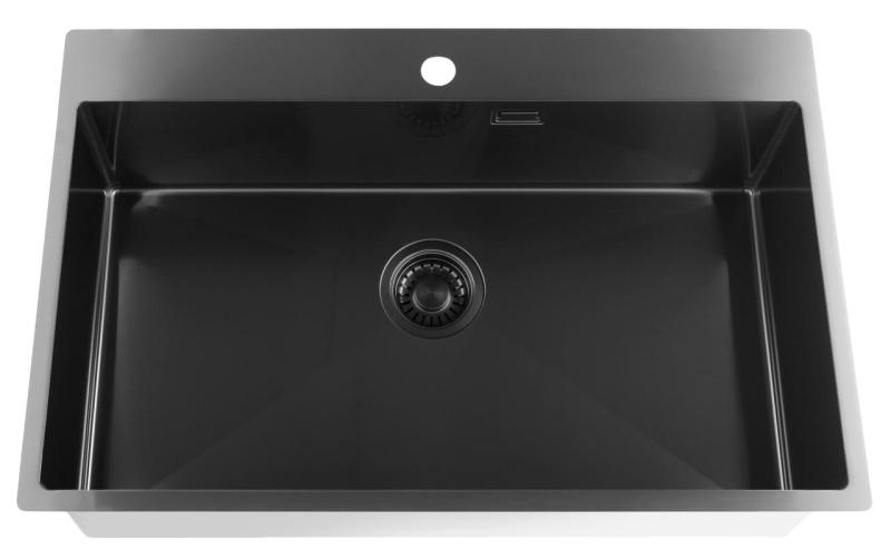 Pure.Sink Luxion PVD Velika črna pomivalna korita 78x50 cm Tapwing z odprtino za pipo PLX7850T-63