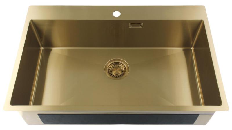 Pure.Sink Luxion Velika zlata pomivalna korita 78x50 cm Tapwing z odprtino za pipo PLX7850T-60
