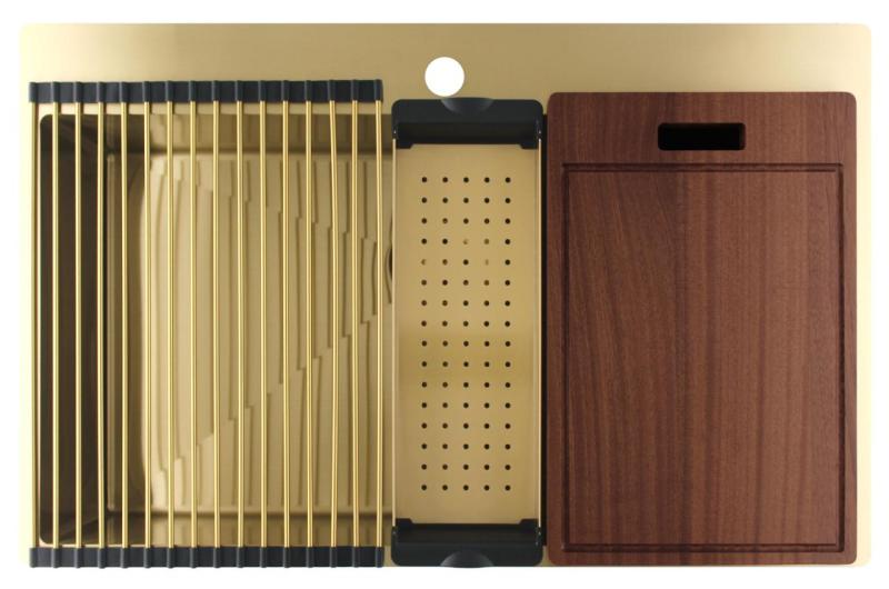 Pure.Sink Luxion Velika zlata pomivalna korita 78x50 cm Tapwing z odprtino za pipo PLX7850T-60