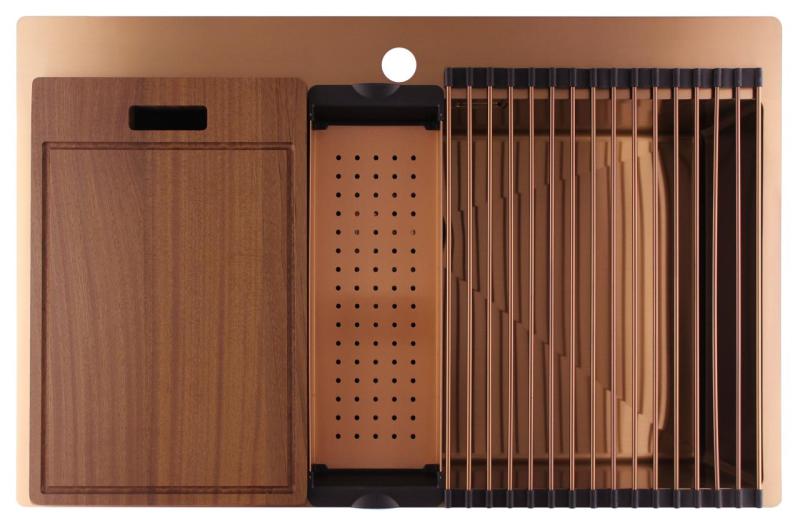 Pure.Sink Luxion Velika bakrena pomivalna korita 78x50 cm Tapwing z odprtino za pipo PLX7850T-62