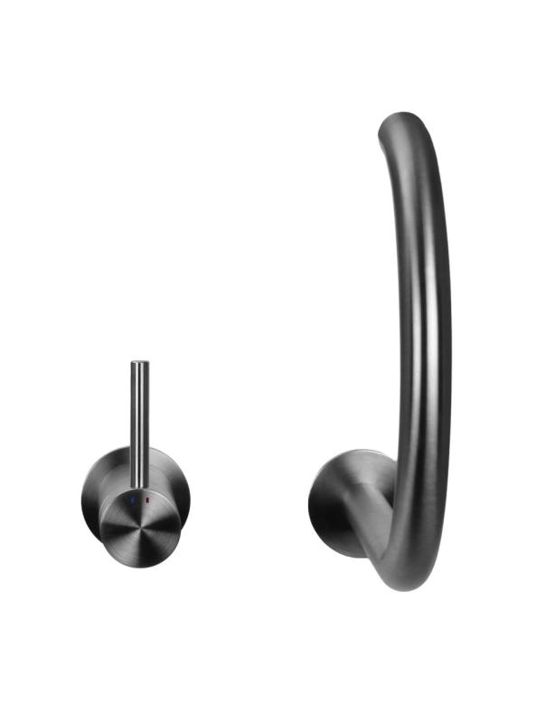 Pure.Sink Luxion 2-luknjasta kuhinjska pipa iz masivnega nerjavečega jekla z okroglim izlivom PLX2HR-02