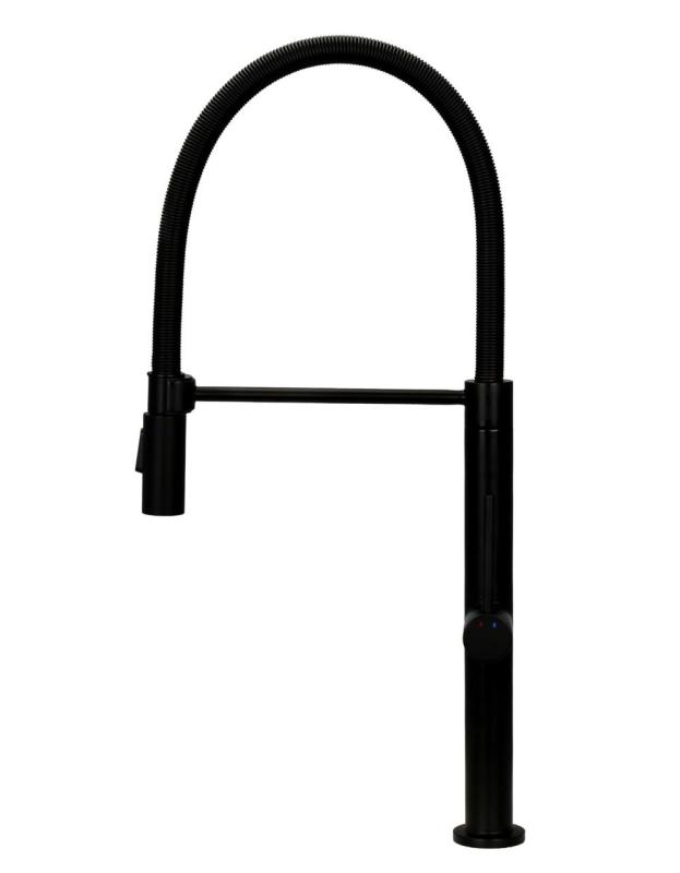Pure.Sink Luxion Mat črna kuhinjska pipa profi s fleksibilnim izlivom in 2 vrstama curka PLXFLEX-10