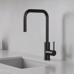 Pure.Sink Luxion Mat Črna kuhinjska pipa kvadratna z izvlečnim izlivom PLXSQUA-10