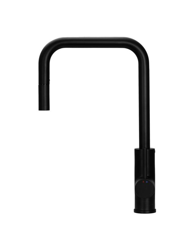 Pure.Sink Luxion Mat črna kuhinjska pipa kvadratna z izvlečnim izlivom PLXSQUA-10