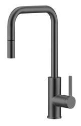 Pure.Sink Luxion Gun metal kuhinjska pipa kvadratna z izvlečnim izlivom PLXSQUA-61