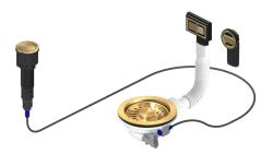 Granitemy Zlati odtočni set vključno z gumbom za odpadke z zamaškom, plus pravokotni in krožni preliv 1208971743