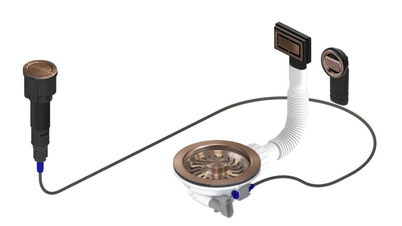 Granitmy Bakreni odtočni komplet vključno z gumbom za odpadke z zamaškom, plus pravokotni in krožni preliv 1208971744