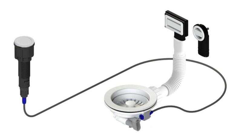 Granitemy bela odtočna garnitura, vključno z gumbom za odpadke z zamaškom, plus pravokotni in krožni preliv 1208971747