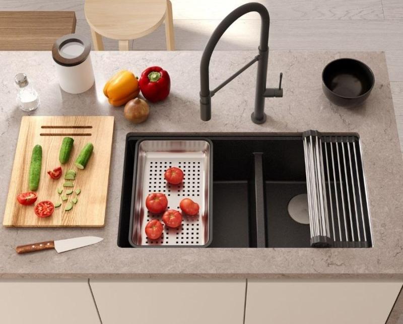 Quadri Newport II Dvojni Bež Granitni Nadgradni Umivalnik 76x45 cm z RVS čepom 1208971754