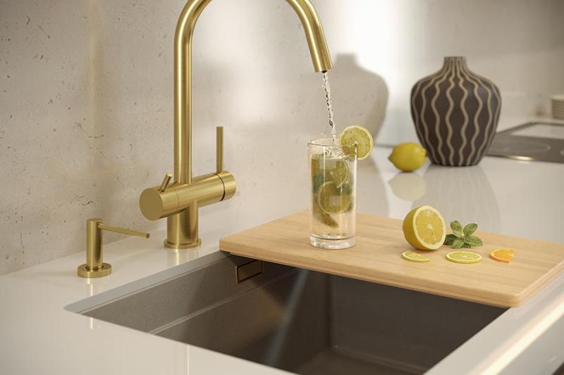 Quadri Newport II granitna vgradna umivalna korita v bež barvi 560x450mm s bakrenim čepom in izpustnim pokrovčkom 1208971764