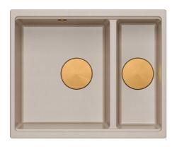 Quadri Newport II bež 1,5 umivalnik iz granita za nadgradnjo in podgradnjo 555x460mm s bakreno zamaškom 1208971767