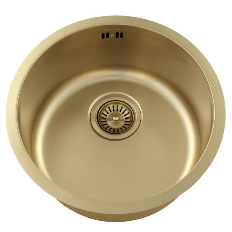 Pure.Sink Rondo Zlata Okrogla Umetnina za ravno vgradnjo, podgradnjo in nadgradnjo 38 cm PRN38-60