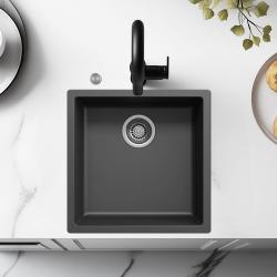 Ausmann Fiber črno pomivalno korito 40x40cm za vgradnjo, nadgradnjo in ravno vgradnjo z avtomatskim RVS čepom 1208971836