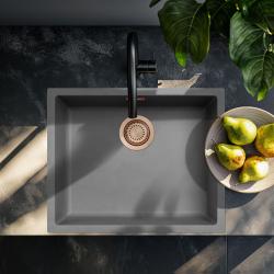 Ausmann Fiber betonsko sivo pomivalno korito 50x40cm za podgradnjo, nadgradnjo in ravno vgradnjo s bakreno vtičnico 1208971884