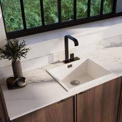 Ausmann Fiber bela umivalnik 50x40cm vgradnja, nadgradnja in ravna vgradnja z avtomatskim nerjavečim čepom 1208971898