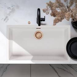 Ausmann Fiber bela velika umivalna korita 70x40cm podgradnja, nadgradnja in ravna vgradnja z avtomatskim bakrenim čepom 1208971906