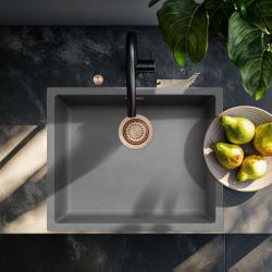 Ausmann Fibre betonsko sivo pomivalno korito 50x40cm za vgradnjo, nadgradnjo in ravno vgradnjo z avtomatskim bakrenim zamaškom 1208971917