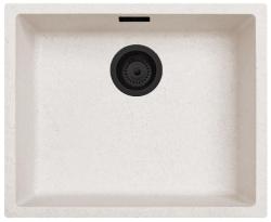 Ausmann Fiber beli pesek pomivalno korito 50x40cm za podgradnjo, nadgradnjo in vgradnjo na ravno površino z avtomatskim črnim čepom 1208971931