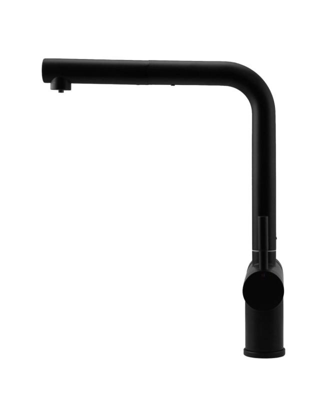 Pure.Sink Elite Steel Clear-S Mat črna 3-smerna kuhinjska pipa z izvlečnim izlivom in filtrirano vodo PS8120-10